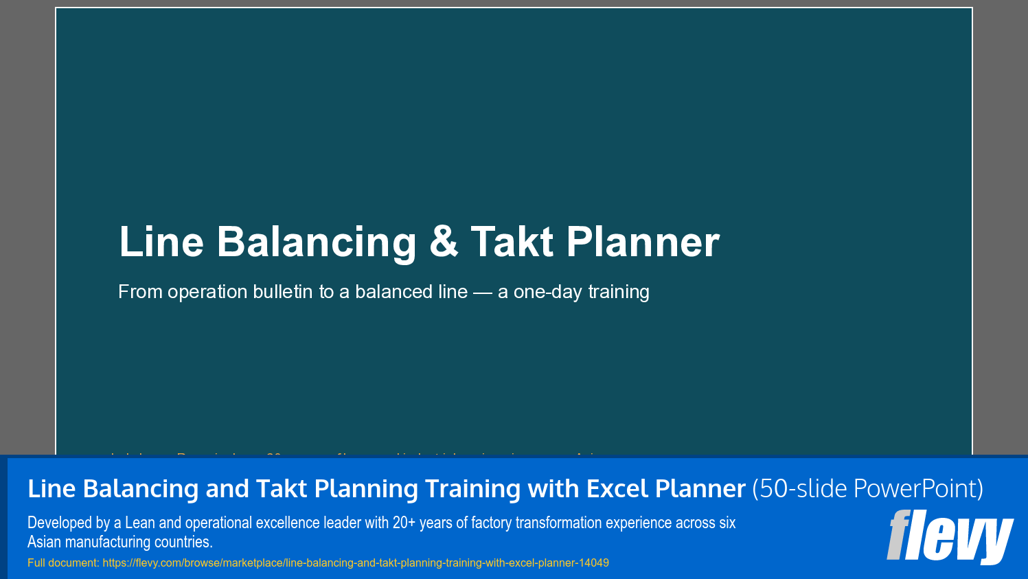 Line Balancing and Takt Planning Training with Excel Planner (50-slide PPT PowerPoint presentation template (PPTX)) Preview Image