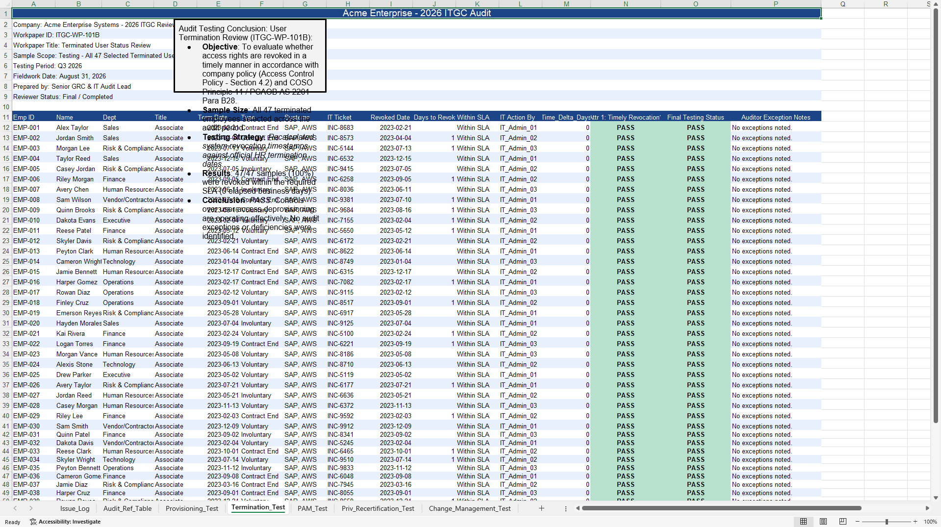 Enterprise ITGC Audit Workpaper (Excel template (XLSX)) Preview Image