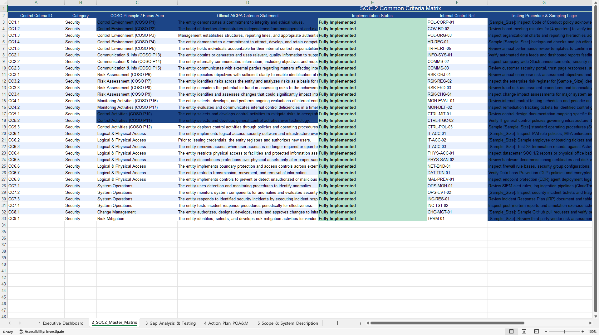 SOC Type II Readiness Suite (Excel template (XLSX)) Preview Image