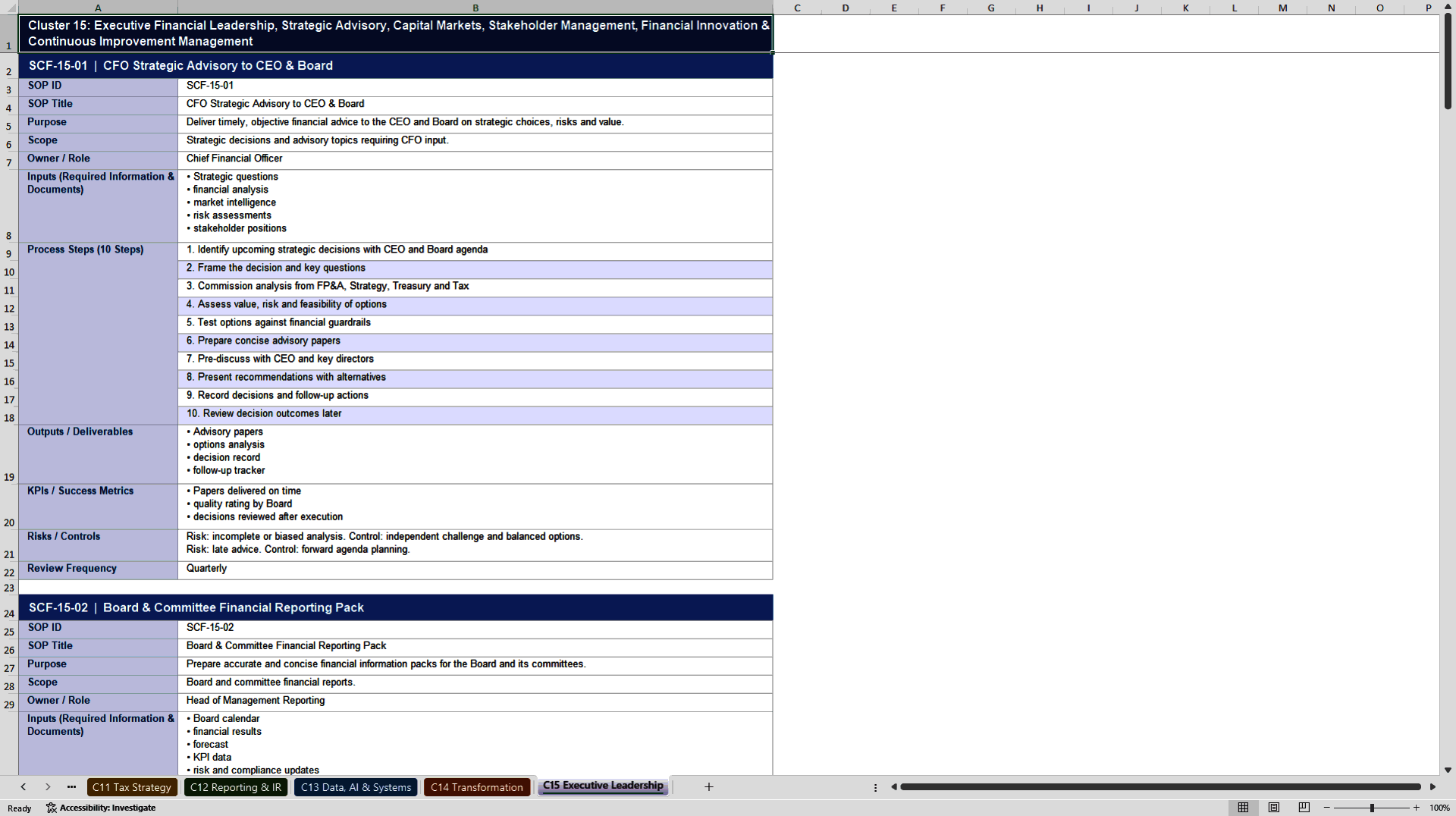 100+ Strategic Corporate Finance SOPs (Excel template (XLSX)) Preview Image