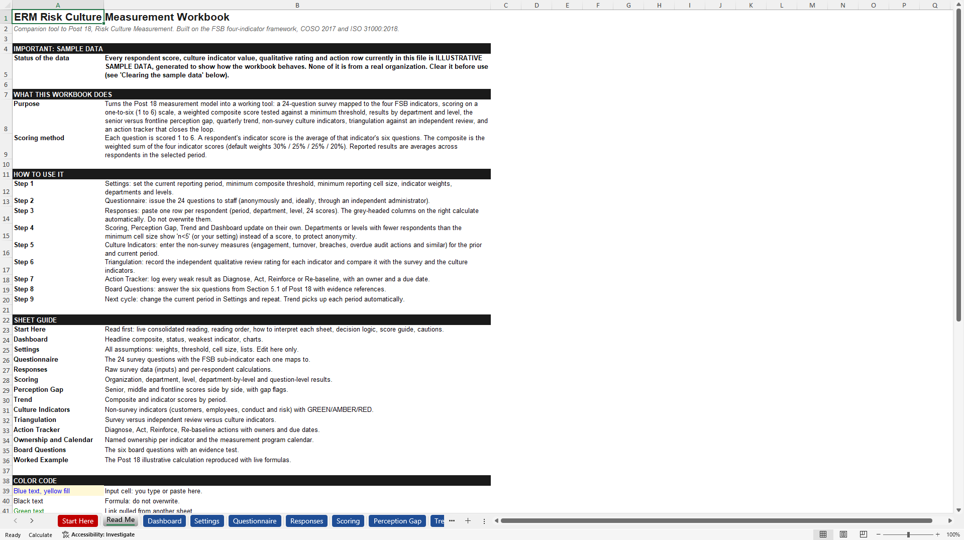 Risk Culture Measurement (Excel template (XLSX)) Preview Image