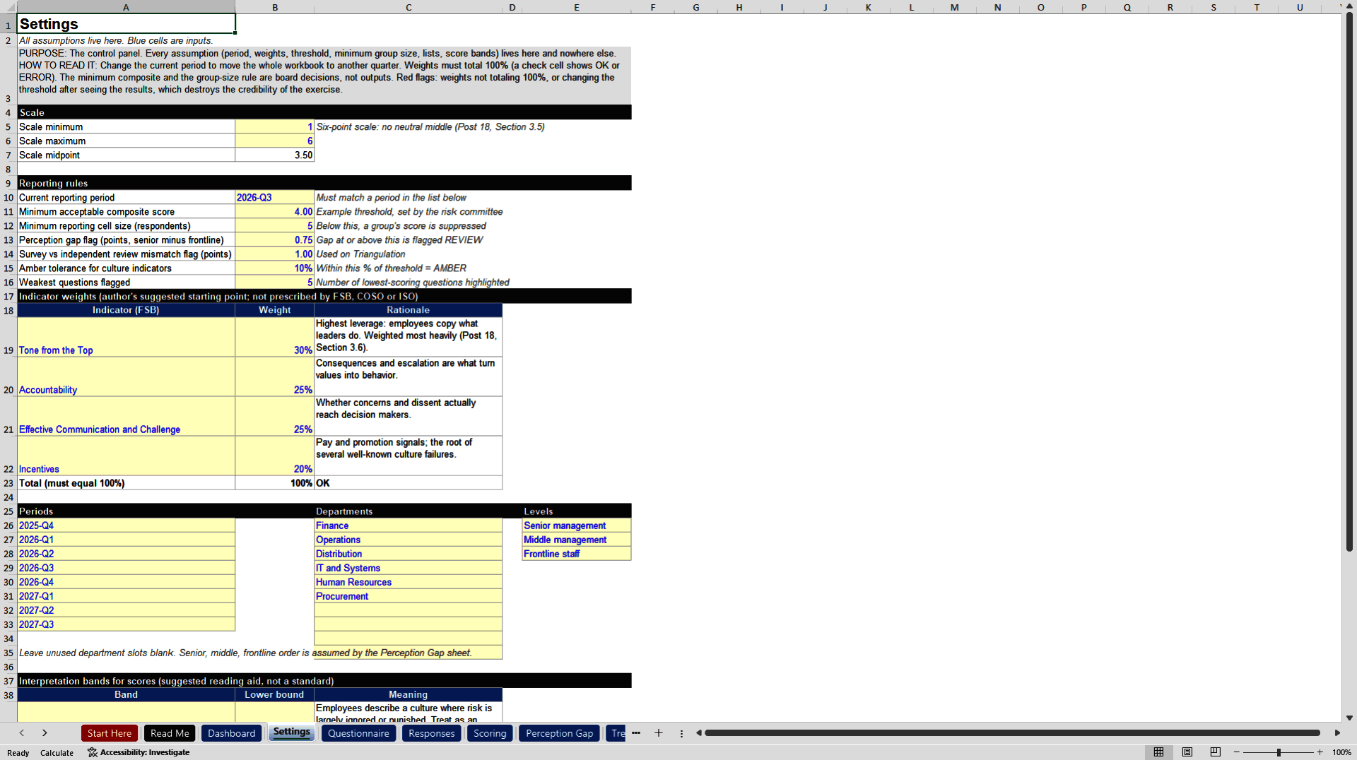 Risk Culture Measurement (Excel template (XLSX)) Preview Image