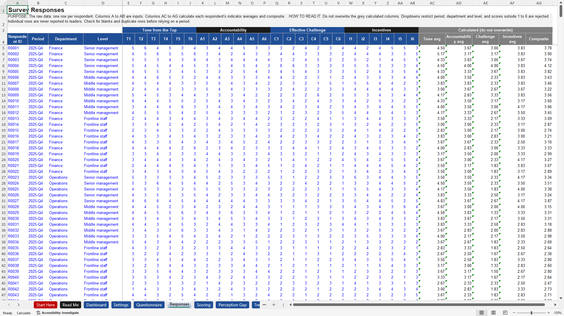 Risk Culture Measurement (Excel template (XLSX)) Preview Image