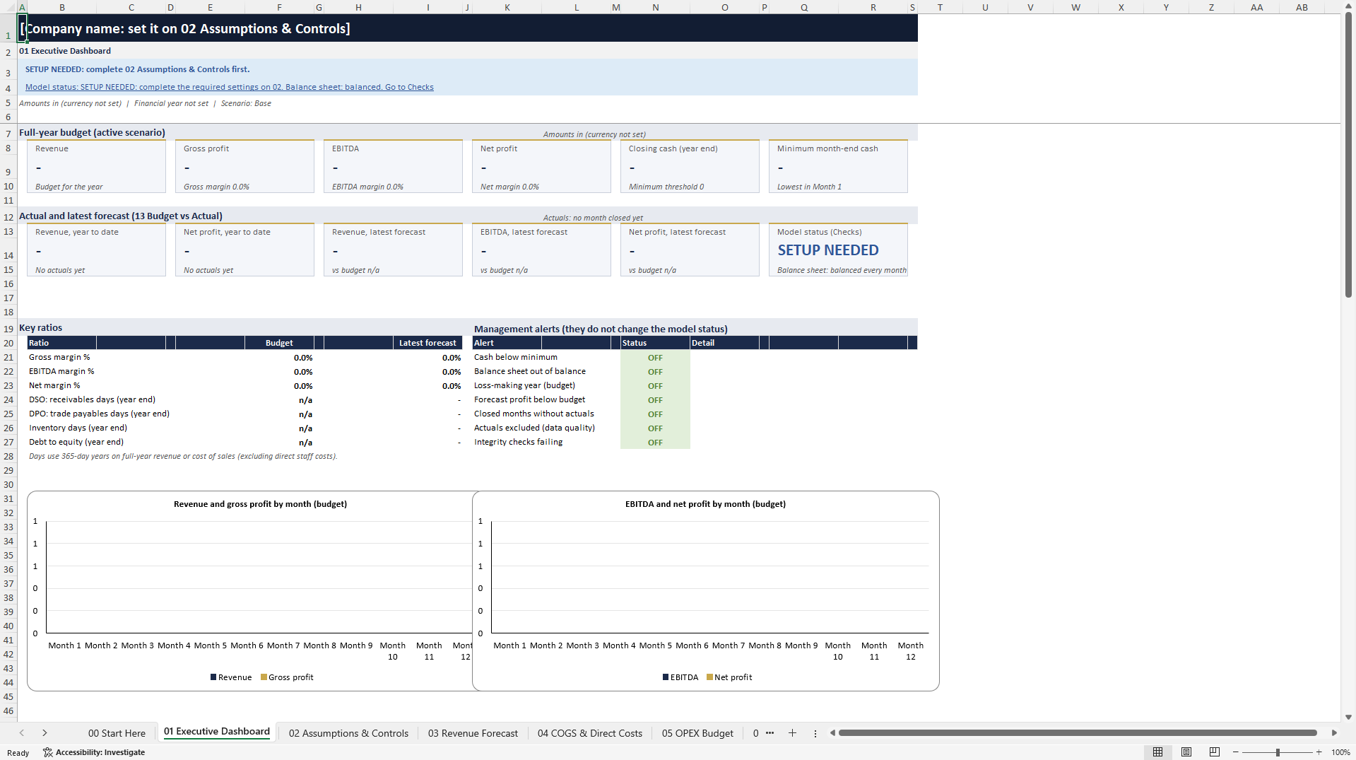 FinGuard BalancePlan: 3-Statement Budget and Forecast Model (Excel template (XLSX)) Preview Image