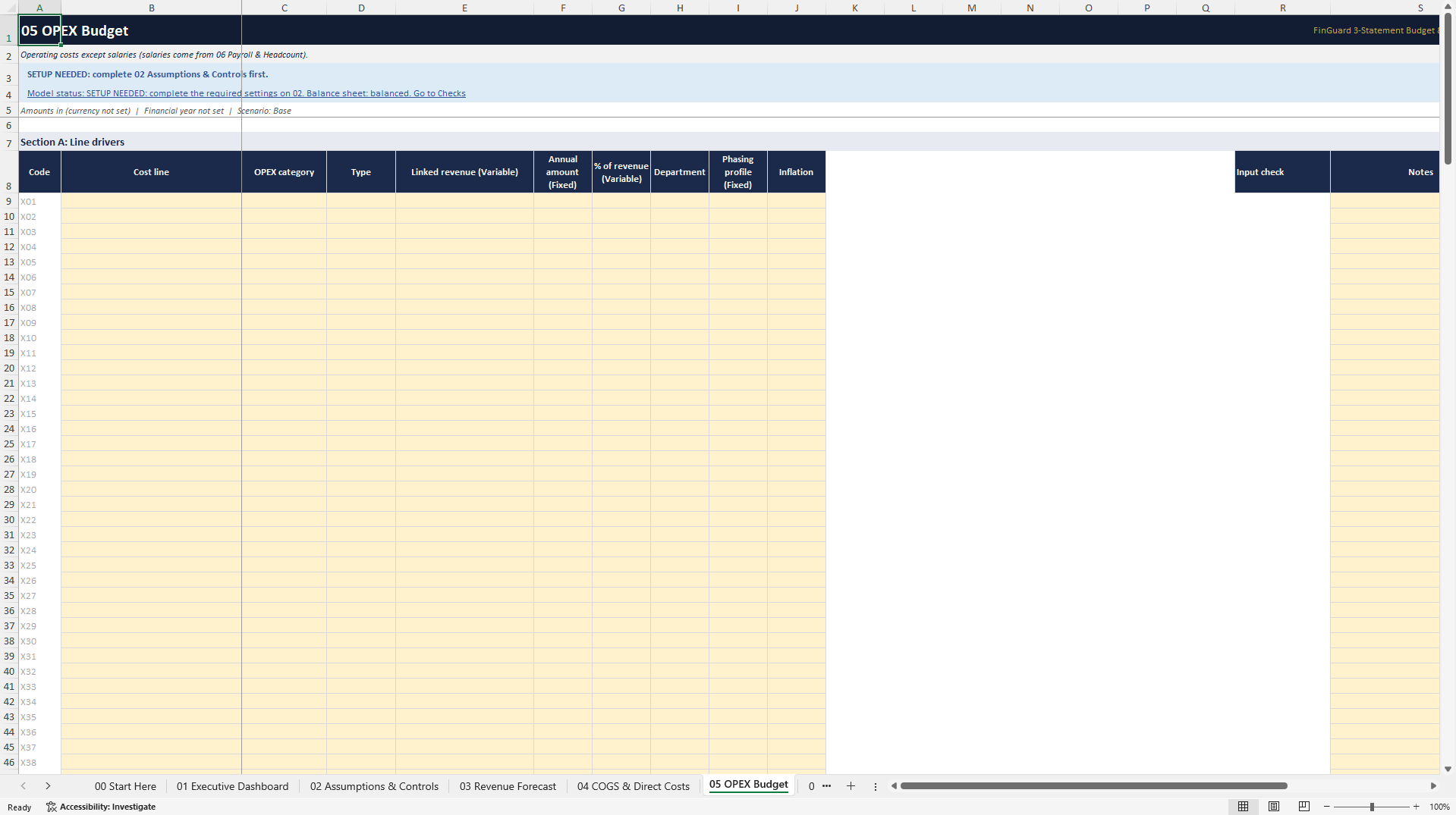 FinGuard BalancePlan: 3-Statement Budget and Forecast Model (Excel template (XLSX)) Preview Image