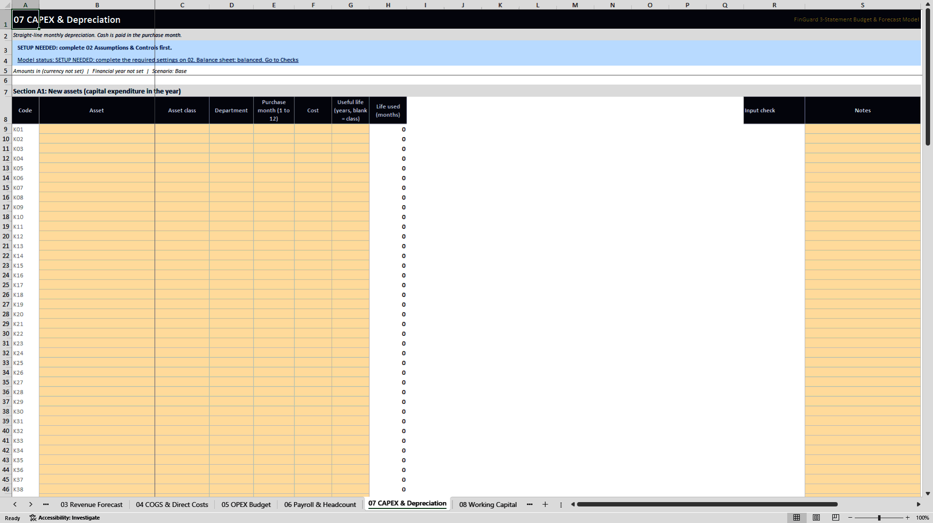 FinGuard BalancePlan: 3-Statement Budget and Forecast Model (Excel template (XLSX)) Preview Image