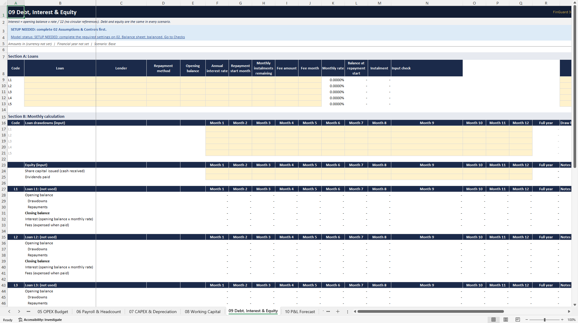 FinGuard BalancePlan: 3-Statement Budget and Forecast Model (Excel template (XLSX)) Preview Image