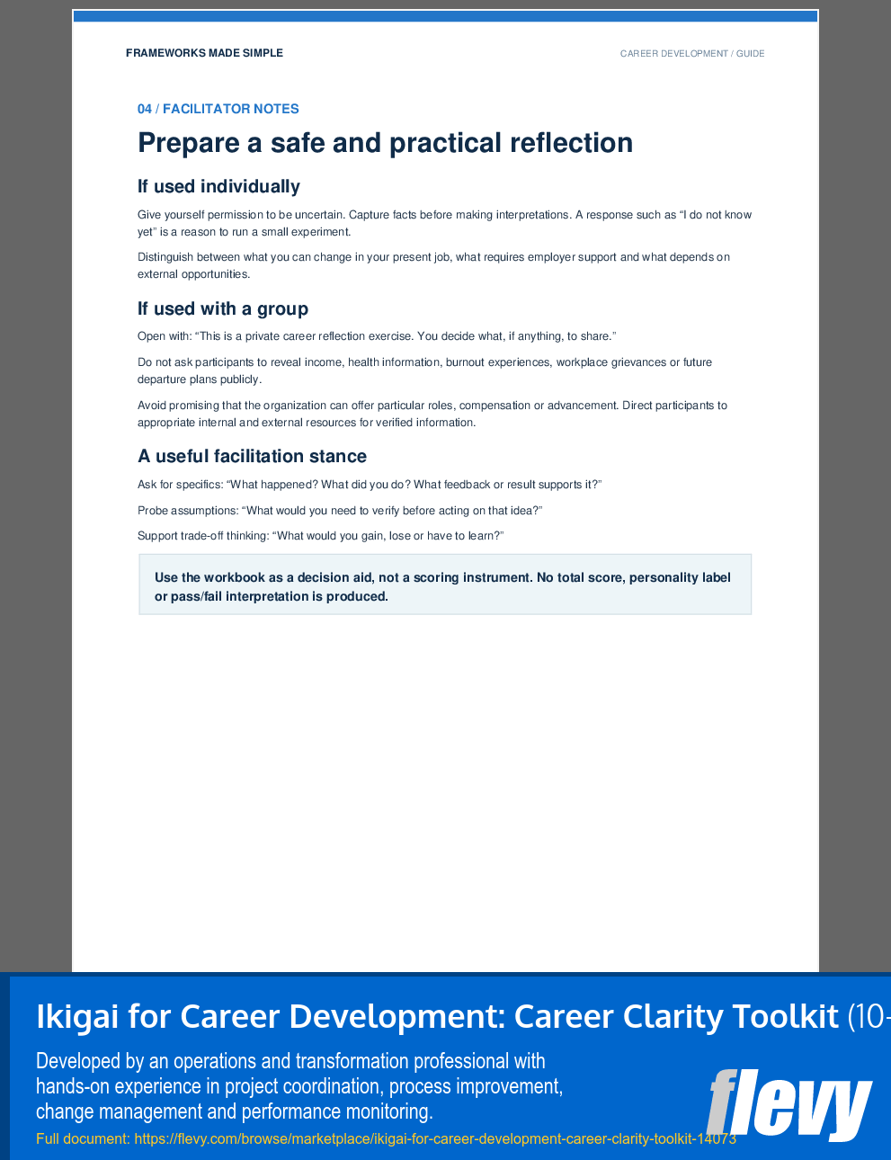 Ikigai for Career Development: Career Clarity Toolkit (10-page PDF document) Preview Image