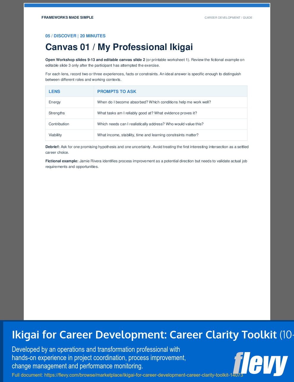 Ikigai for Career Development: Career Clarity Toolkit (10-page PDF document) Preview Image