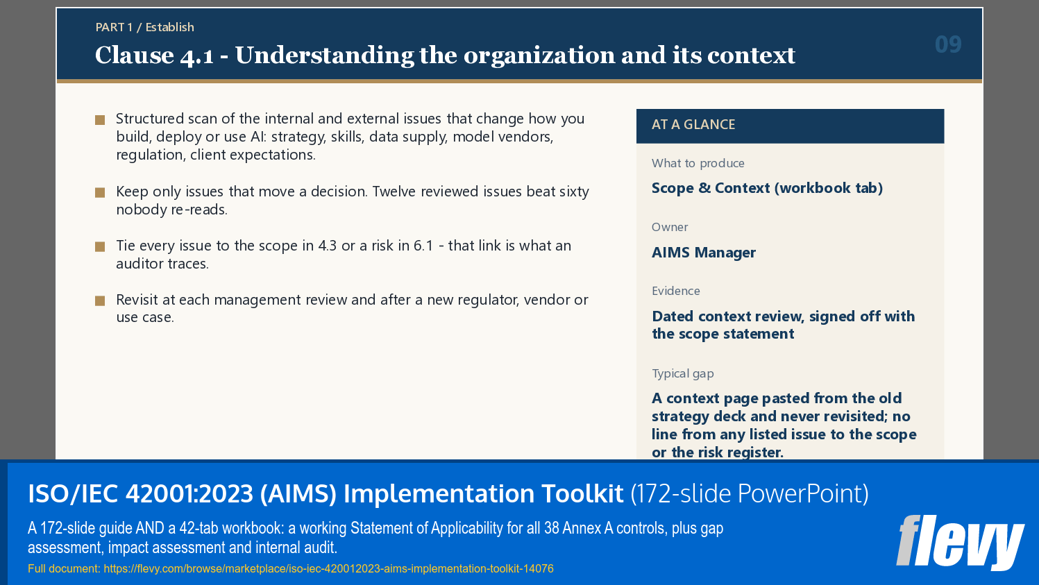 ISO/IEC 42001:2023 (AIMS) Implementation Toolkit (172-slide PPT PowerPoint presentation template (PPTX)) Preview Image