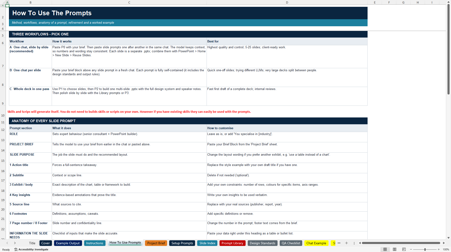 AI MBB-Consulting Deck Builder Toolkit (Excel template (XLSX)) Preview Image