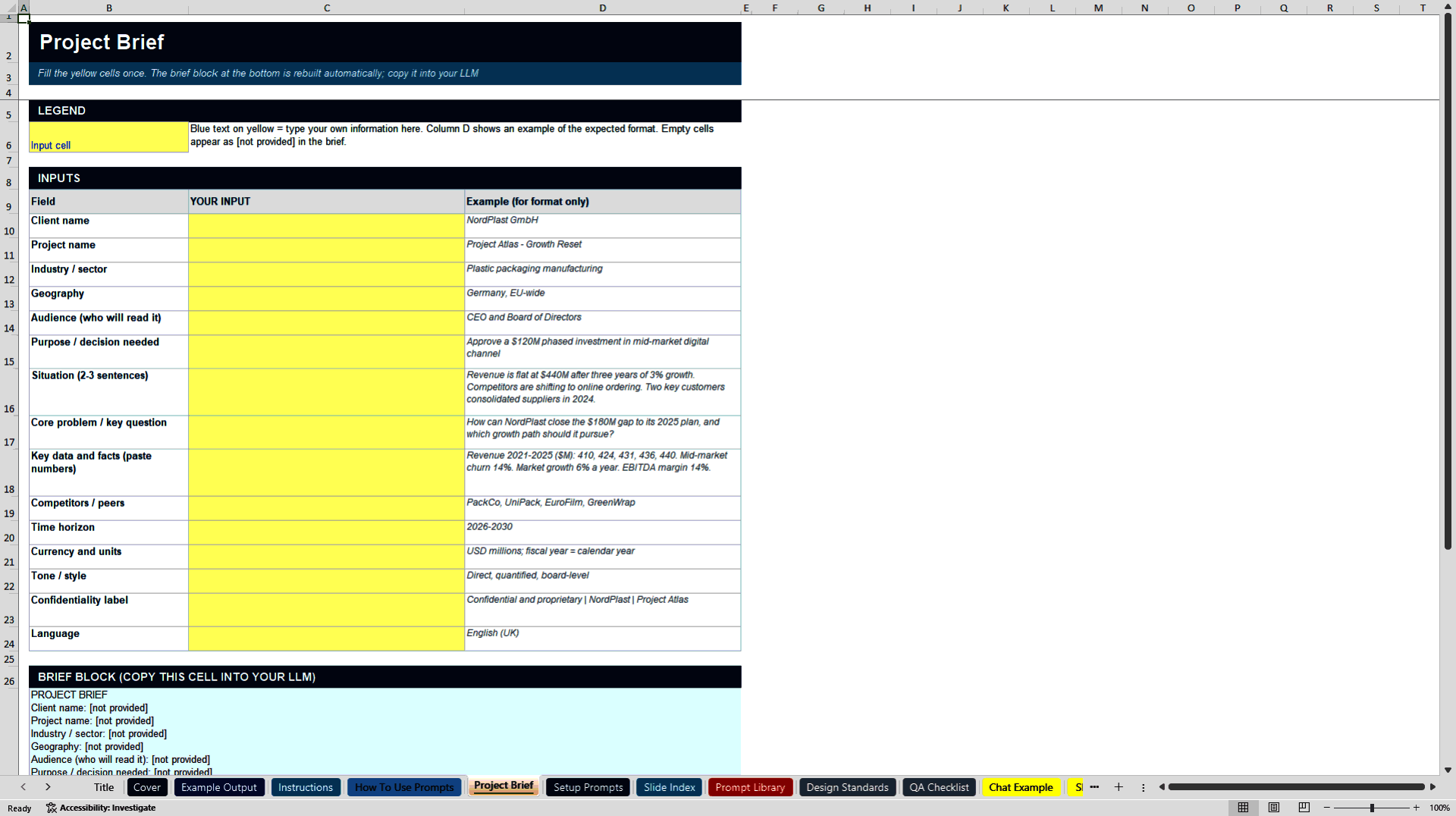 AI MBB-Consulting Deck Builder Toolkit (Excel template (XLSX)) Preview Image