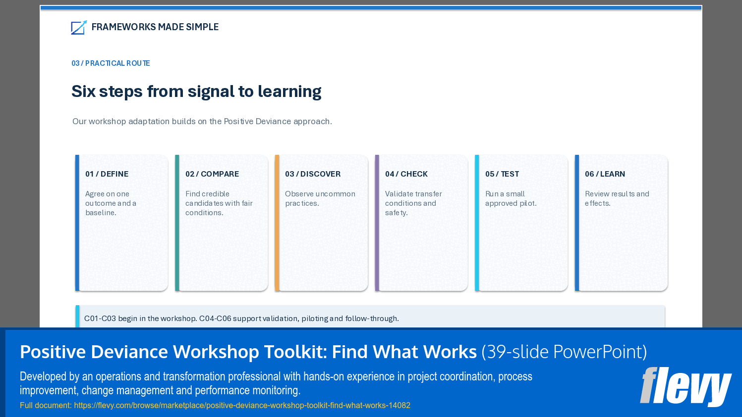 Positive Deviance Workshop Toolkit: Find What Works (39-slide PPT PowerPoint presentation template (PPTX)) Preview Image