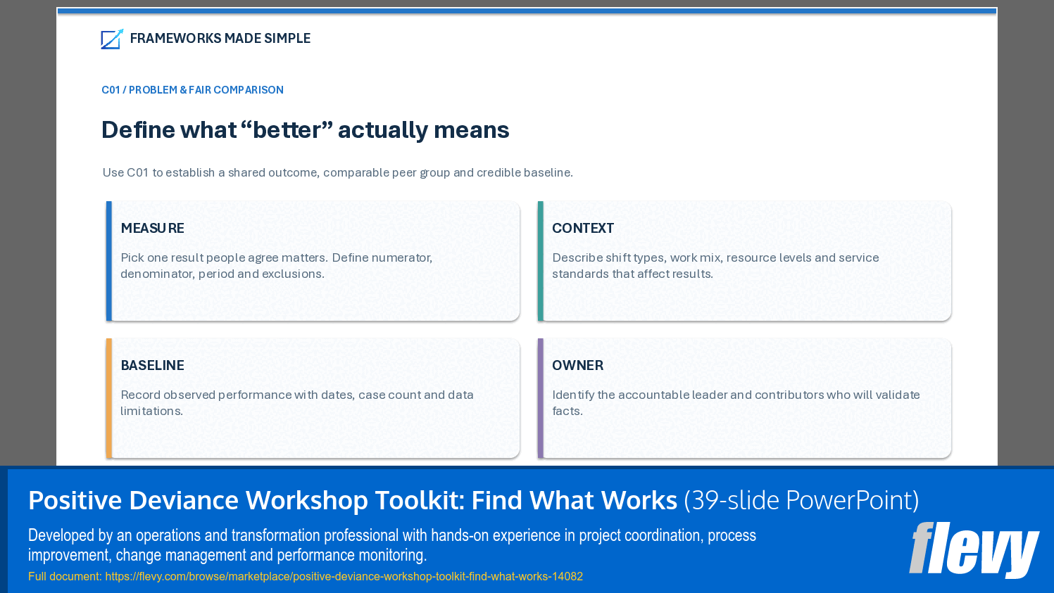 Positive Deviance Workshop Toolkit: Find What Works (39-slide PPT PowerPoint presentation template (PPTX)) Preview Image