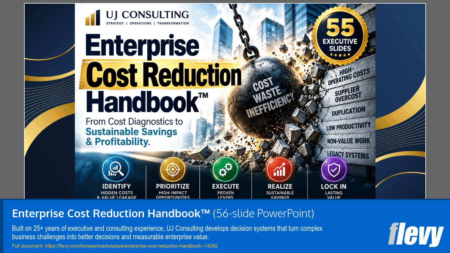 Enterprise Cost Reduction Handbook™ (56-slide PPT PowerPoint presentation template (PPTX)) Preview Image