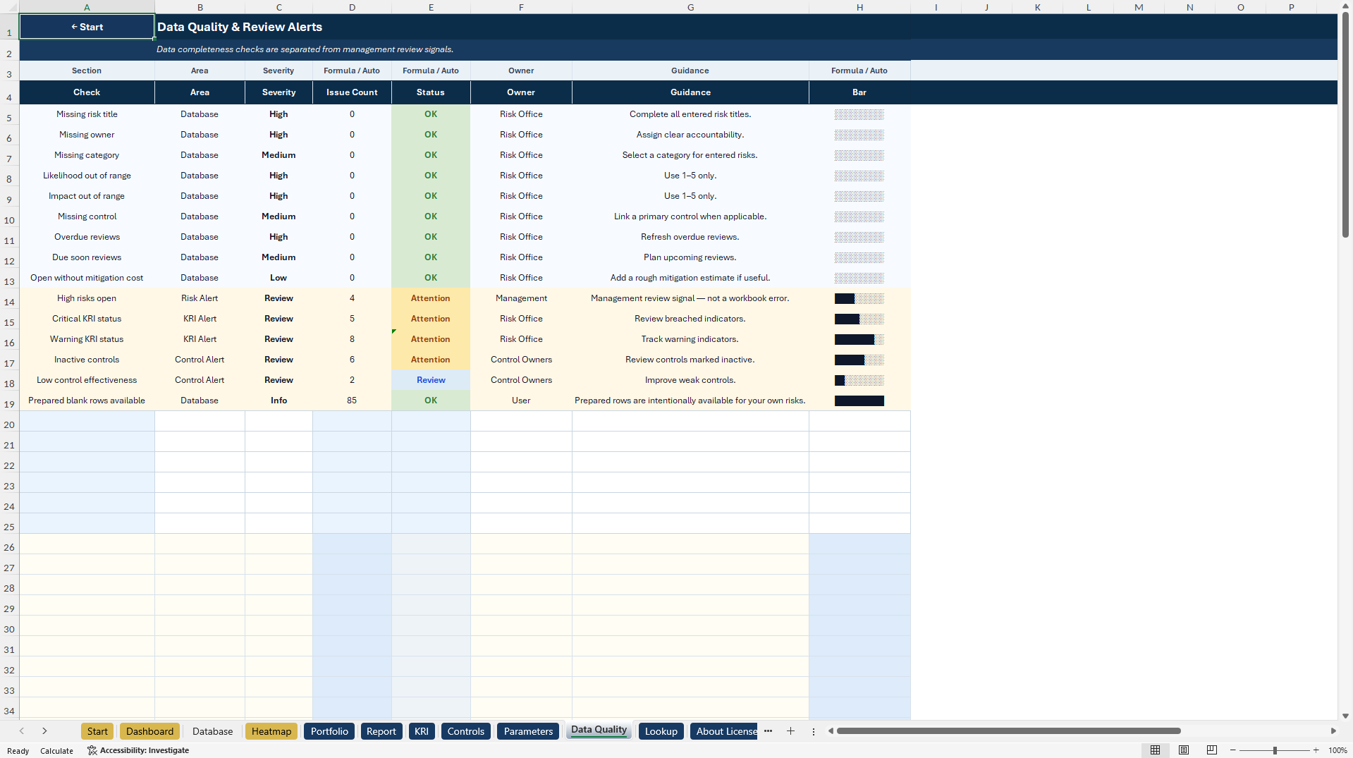 Risk Heatmap Dashboard | Risk Register & KRI Toolkit (Excel template (XLSX)) Preview Image
