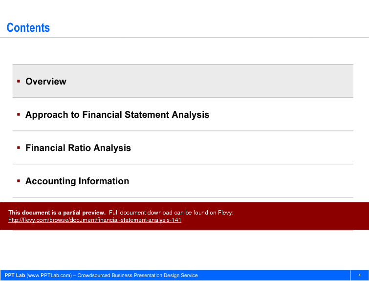 This is a partial preview of Financial Statement Analysis. Full document is 43 slides. 