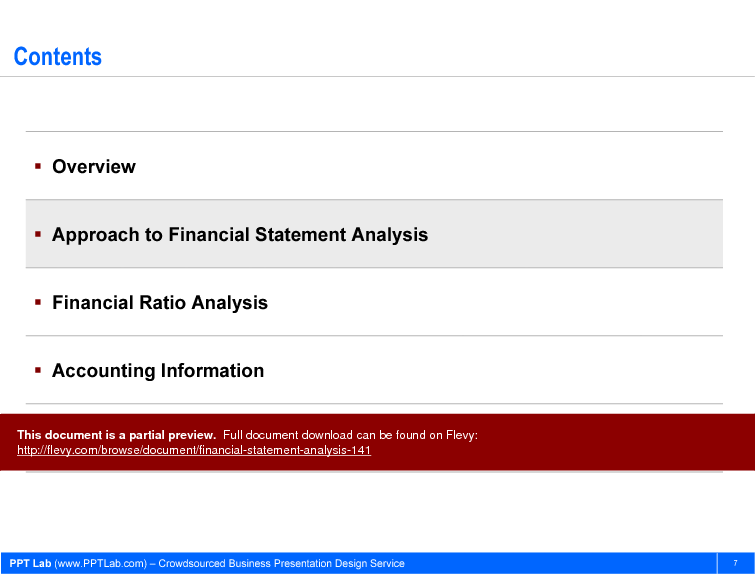 This is a partial preview of Financial Statement Analysis. Full document is 43 slides. 