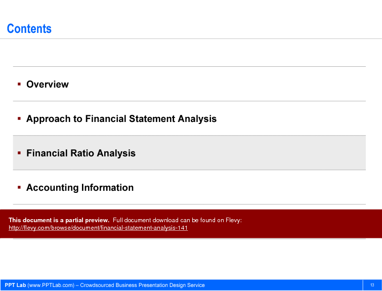 This is a partial preview of Financial Statement Analysis (43-slide PowerPoint presentation (PPT)). Full document is 43 slides. 