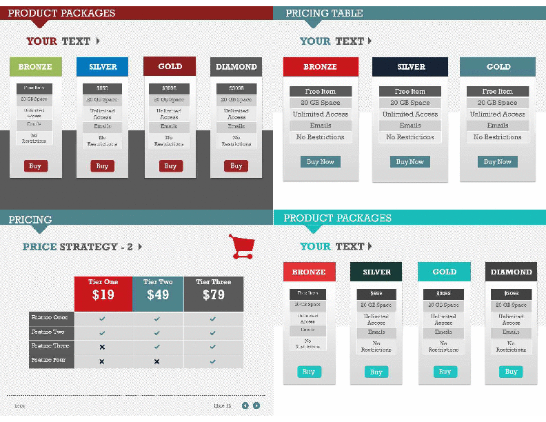 Pricing Tables, Diagrams, & Slides