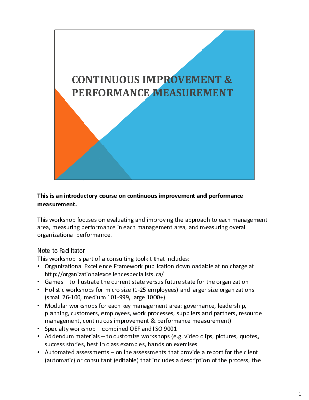 Organizational Excellence Framework - Performance Measurement (80-slide PPT PowerPoint presentation (PPTX)) Preview Image