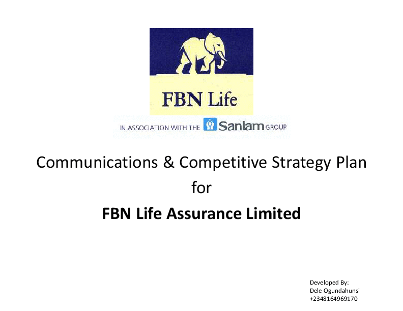 Life Insurance - Communications & Competitive Strategy Plan