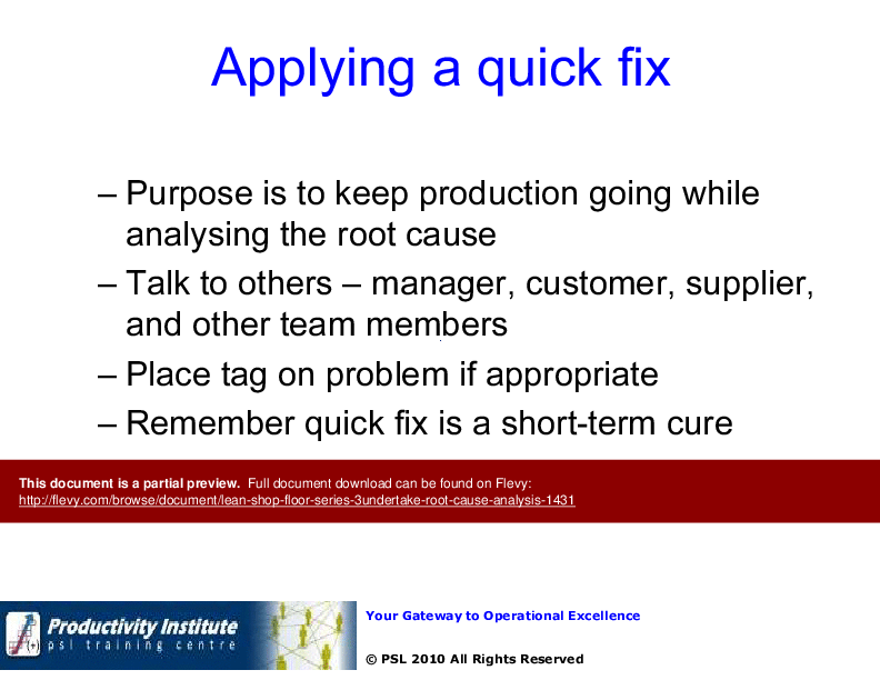 Lean Shop Floor YB Series - 3. Undertake Root Cause Analysis (23-slide PPT PowerPoint presentation (PPT)) Preview Image