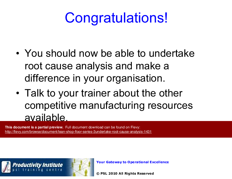 Lean Shop Floor YB Series - 3. Undertake Root Cause Analysis (23-slide PPT PowerPoint presentation (PPT)) Preview Image