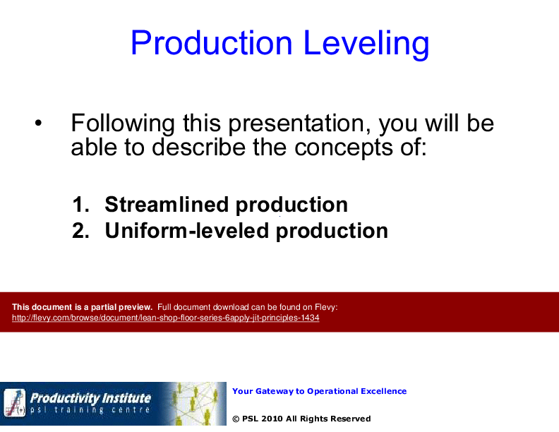 Lean Shop Floor YB Series - 6. Apply JIT Principles (63-slide PPT PowerPoint presentation (PPT)) Preview Image