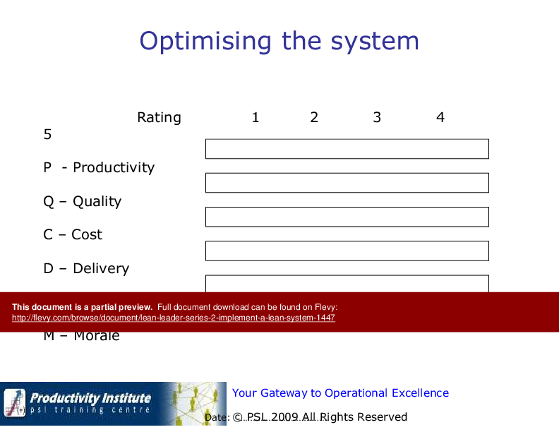 This is a partial preview of Lean Leader GB Series 2 - Implement a Lean System (44-slide PowerPoint presentation (PPT)). Full document is 44 slides. 