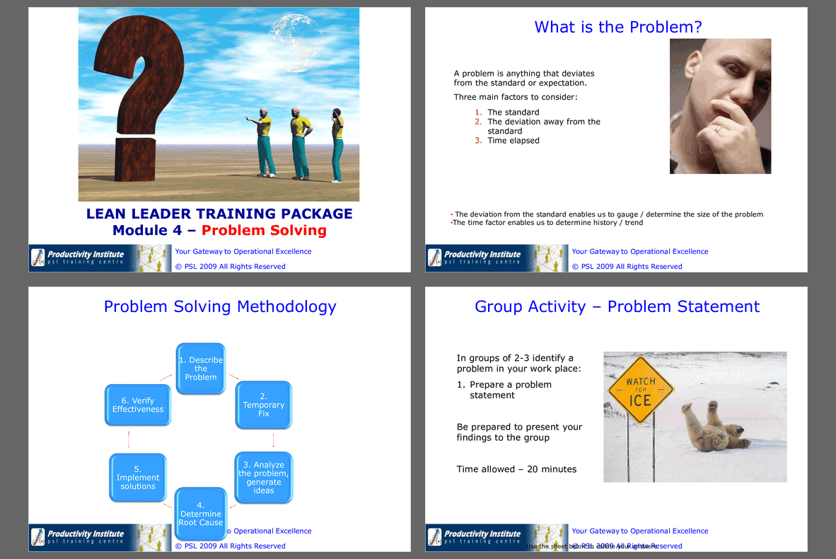 Lean Leader GB Series 4 - Problem Solving (39-slide PPT PowerPoint presentation (PPTX)) Preview Image