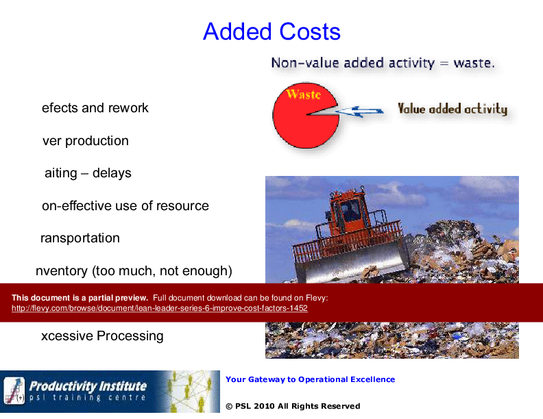 Lean Leader GB Series 6 - Improve Cost Factors (50-slide PPT PowerPoint presentation (PPTX)) Preview Image