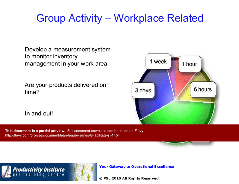 This is a partial preview of Lean Leader GB Series 8 - Facilitate JIT (46-slide PowerPoint presentation (PPT)). Full document is 46 slides. 