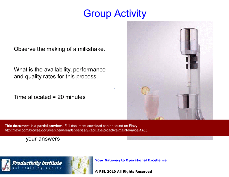 Lean Leader GB Series 9 - Facilitate Proactive Maintenance (82-slide PPT PowerPoint presentation (PPTX)) Preview Image