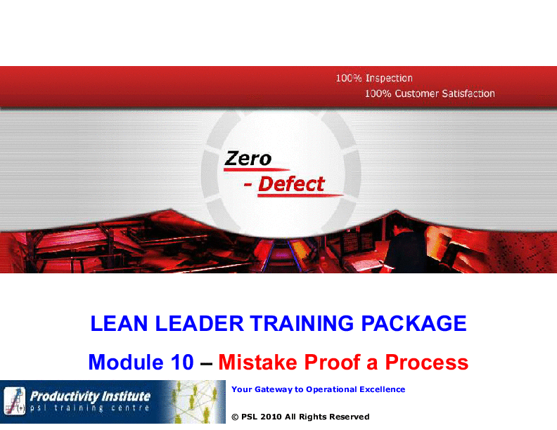 This is a partial preview of Lean Leader GB Series 10 - Mistake Proof a Process (49-slide PowerPoint presentation (PPTX)). Full document is 49 slides. 