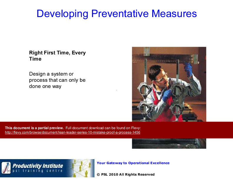 Lean Leader GB Series 10 - Mistake Proof a Process (49-slide PPT PowerPoint presentation (PPTX)) Preview Image