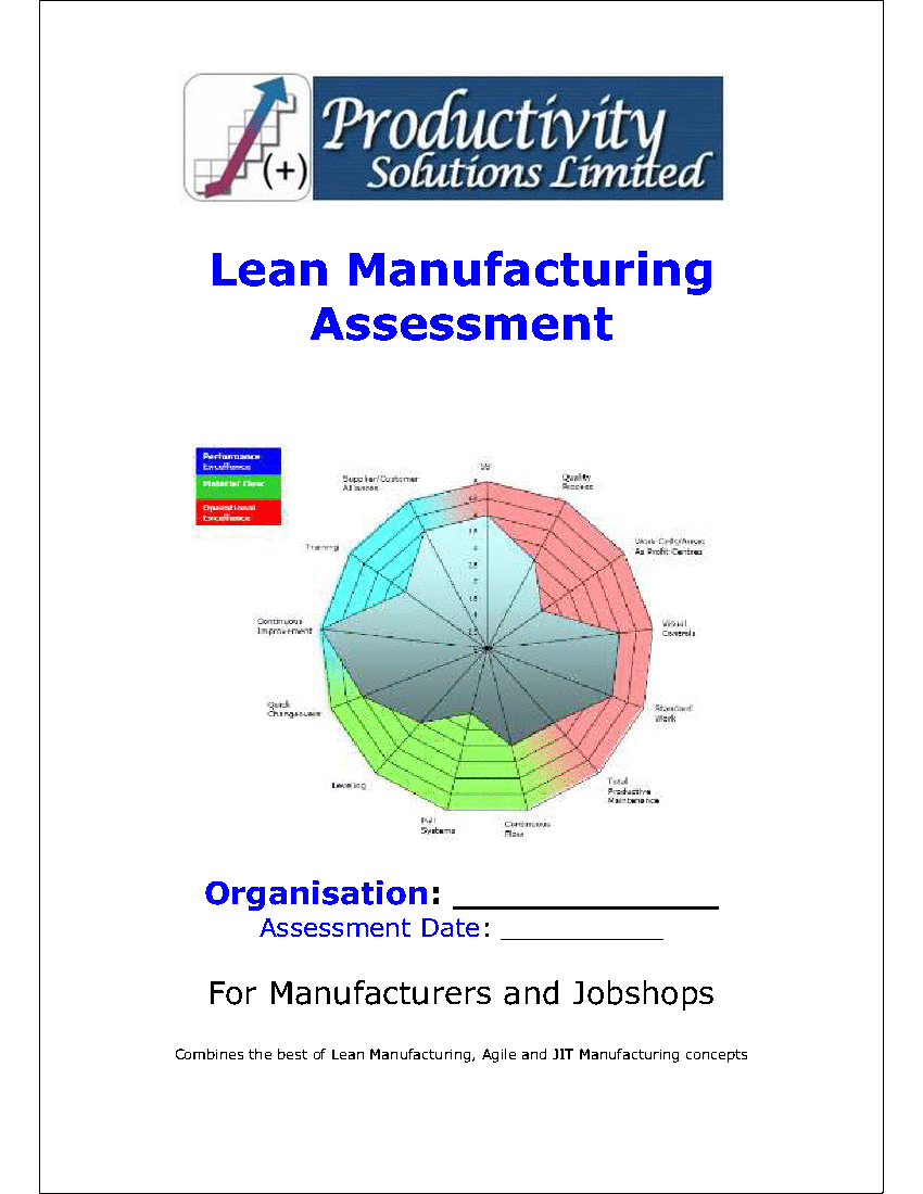 This is a partial preview of Lean Manufacturing Assessment (35-page Word document). Full document is 35 pages. 