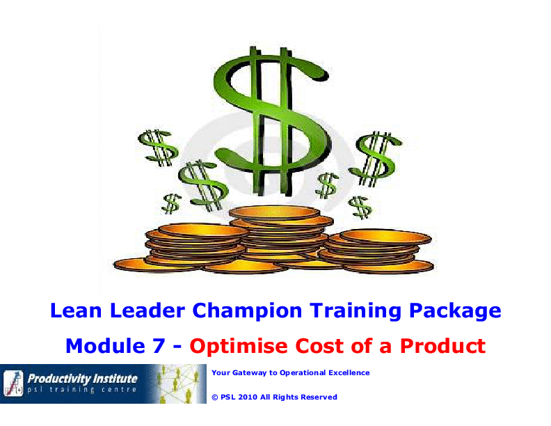 Lean Champion Black Belt 7 - Optimize Product Costs (67-slide PPT PowerPoint presentation (PPTX)) Preview Image