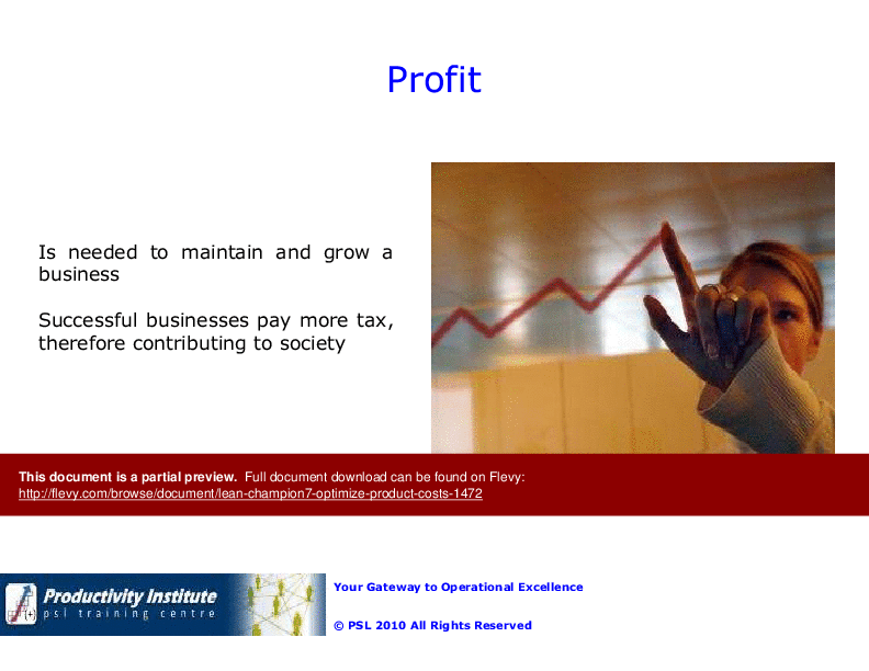 This is a partial preview of Lean Champion Black Belt 7 - Optimize Product Costs (67-slide PowerPoint presentation (PPTX)). Full document is 67 slides. 