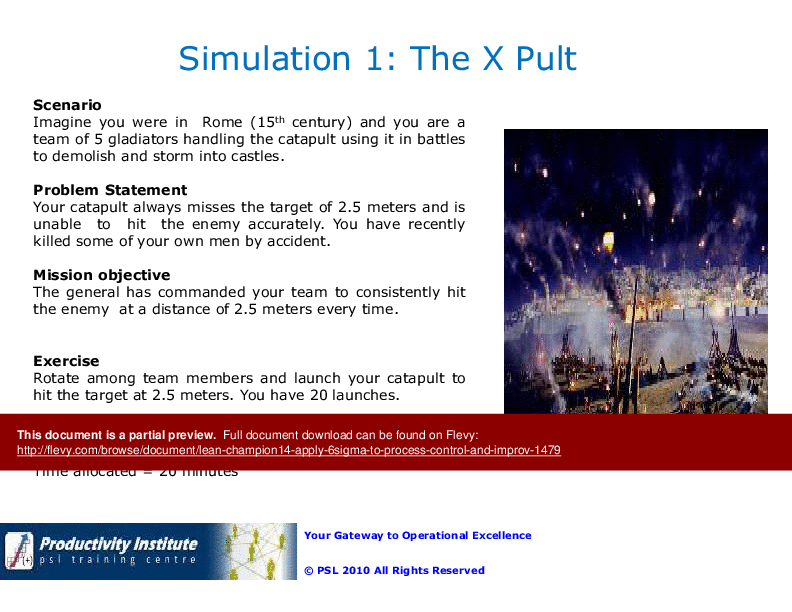 This is a partial preview of Lean Champion 14 - Apply Six Sigma to Process Control and Improvement (79-slide PowerPoint presentation (PPTX)). Full document is 79 slides. 