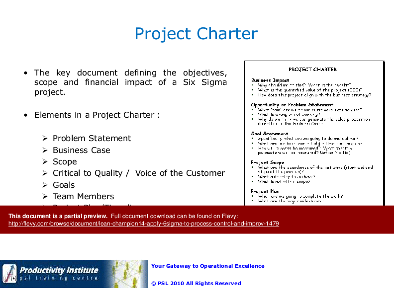 Lean Champion 14 - Apply Six Sigma to Process Control and Improvement (79-slide PPT PowerPoint presentation (PPTX)) Preview Image