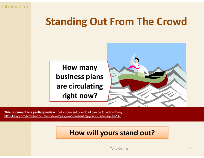 This is a partial preview of Developing & Presenting Your Business Plan (61-slide PowerPoint presentation (PPTX)). Full document is 61 slides. 