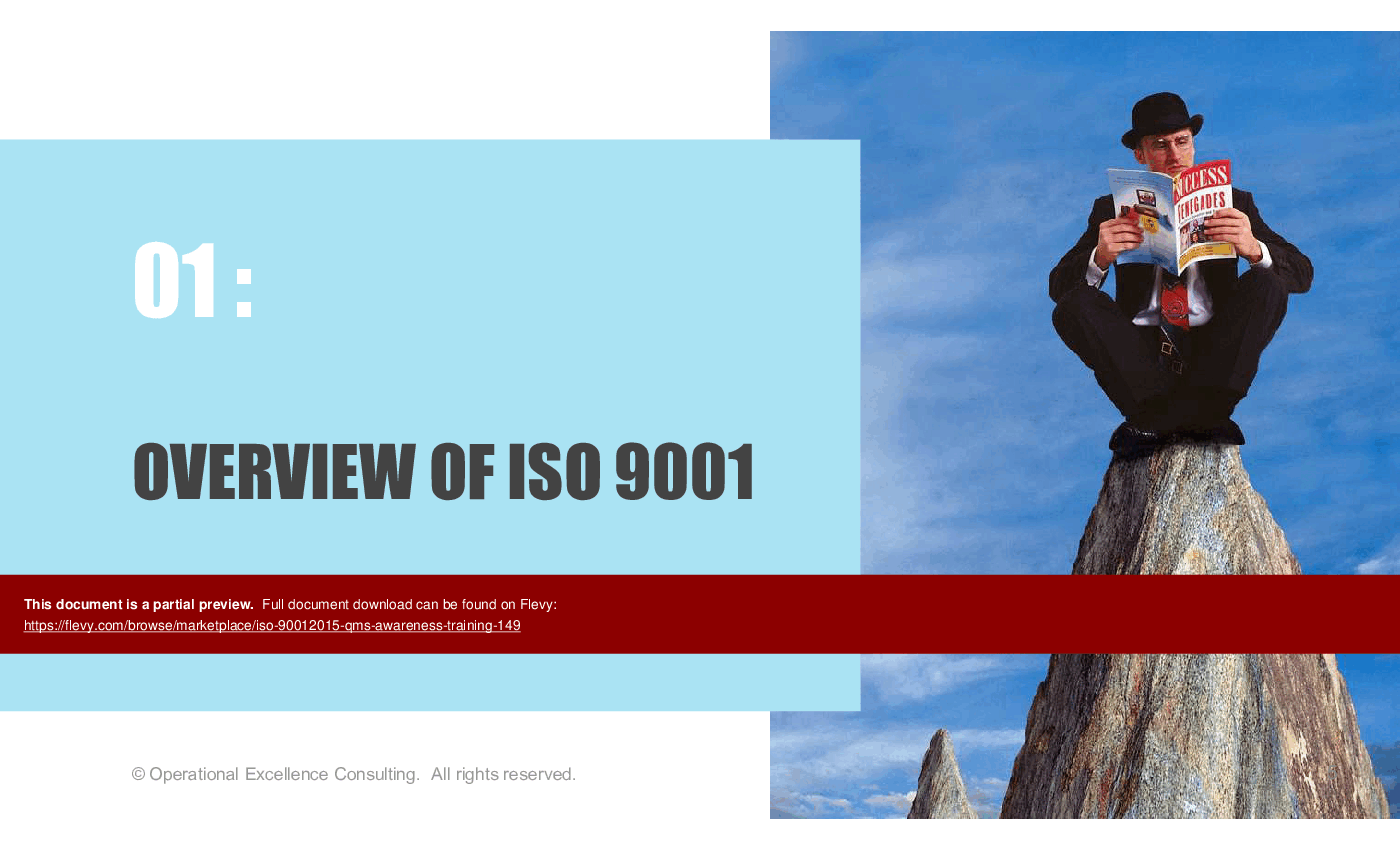This is a partial preview of ISO 9001:2015 (QMS) Awareness Training (74-slide PowerPoint presentation (PPTX)). Full document is 74 slides. 