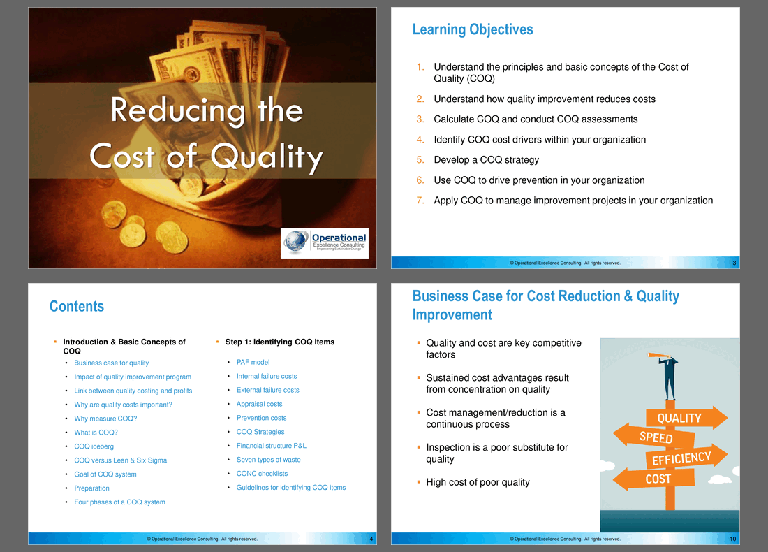 Reducing the Cost of Quality (COQ) (131-slide PPT PowerPoint presentation (PPTX)) Preview Image