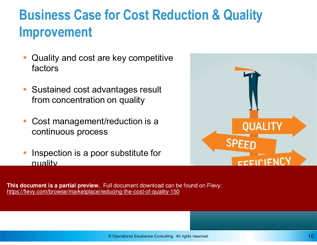 This is a partial preview of Reducing the Cost of Quality (131-slide PowerPoint presentation (PPTX)). Full document is 131 slides. 