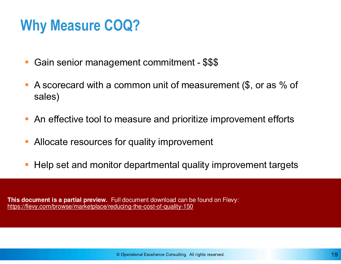 Reducing the Cost of Quality (COQ) (131-slide PPT PowerPoint presentation (PPTX)) Preview Image