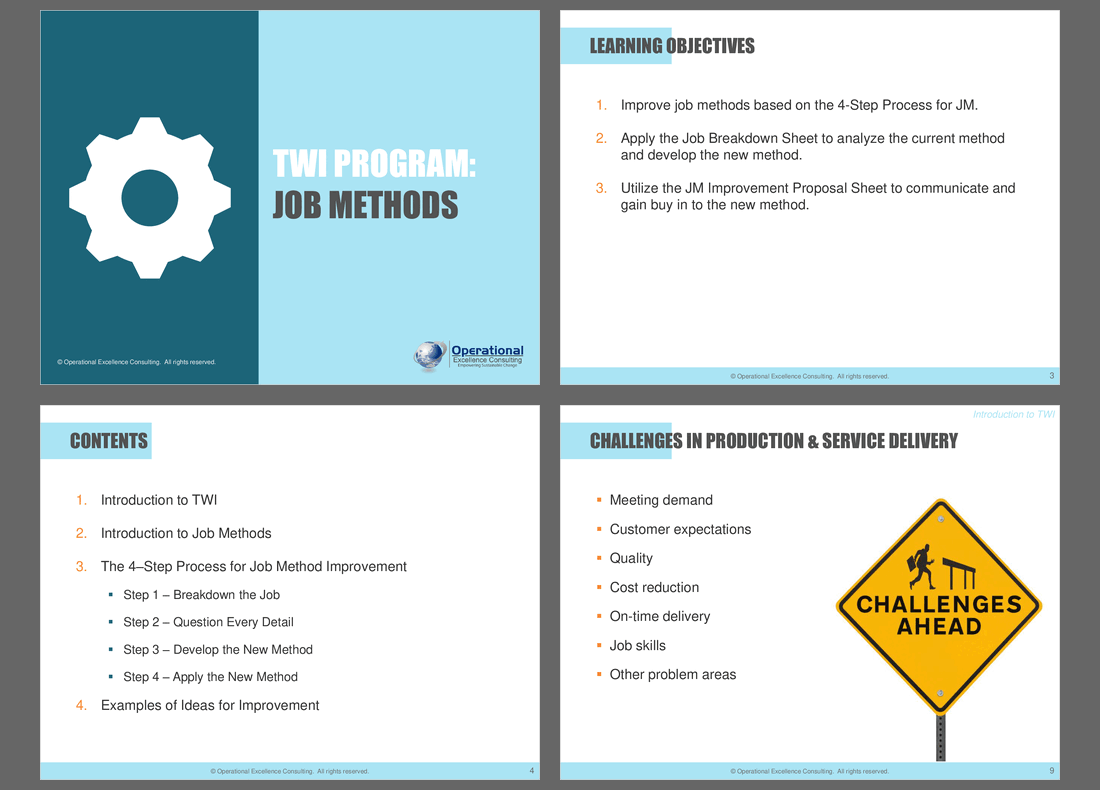 TWI Program: Job Methods (JM) Training (105-slide PPT PowerPoint presentation (PPTX)) Preview Image