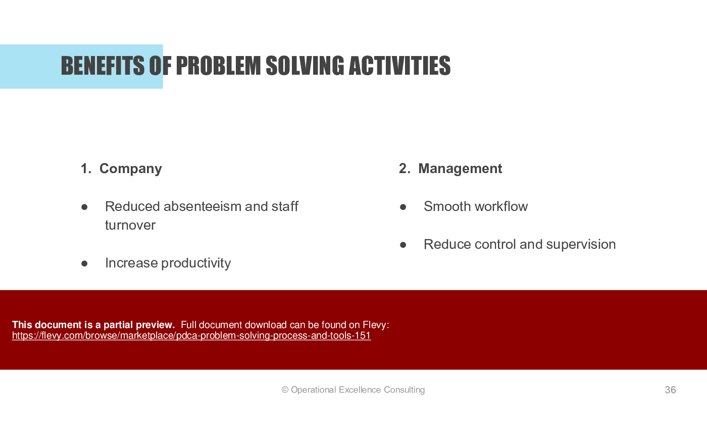 PDCA Problem Solving Process & Tools (230-slide PPT PowerPoint presentation (PPTX)) Preview Image