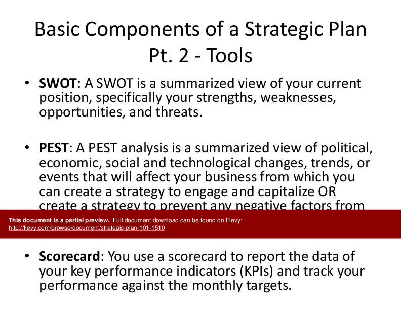 This is a partial preview of Strategic Plan 101 (22-slide PowerPoint presentation (PPTX)). Full document is 22 slides. 