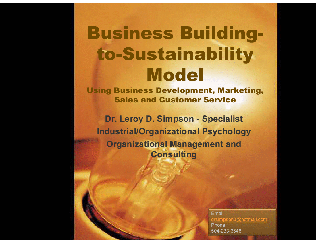 Model - Business Building and Sustainability Behavior (11-slide PPT PowerPoint presentation (PPTX)) Preview Image